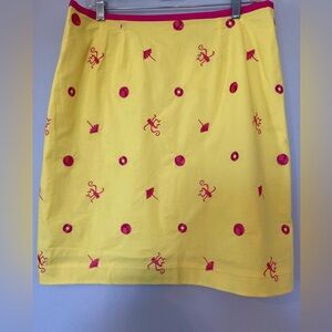 VTG Lilly Pulitzer “Party Favors” Beach ball Monkey Skirt Pink Embroidery sz 12